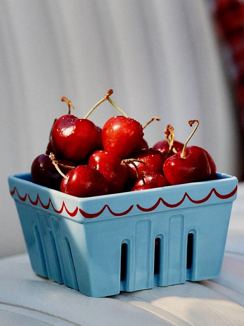 Anthropologie Damson Madder Blue Stoneware Berry Basket